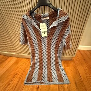 Zara Limited Edition Brown and Blue Crochet Top dress